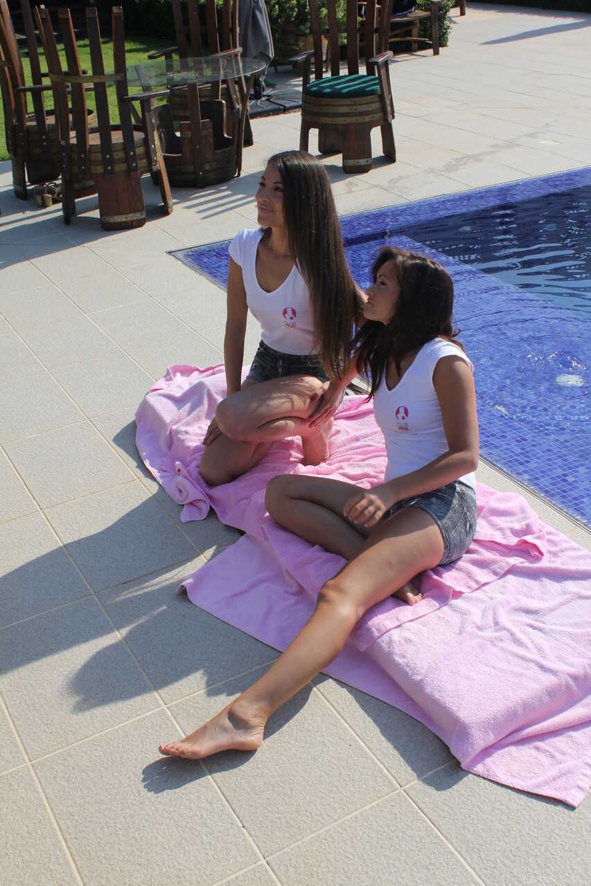Natural beauty Nicole Smith and Taylor Shay enjoy an outdoor lesbian rendezvous with Eve Angel and Lorena Garcia - Eve Ang...