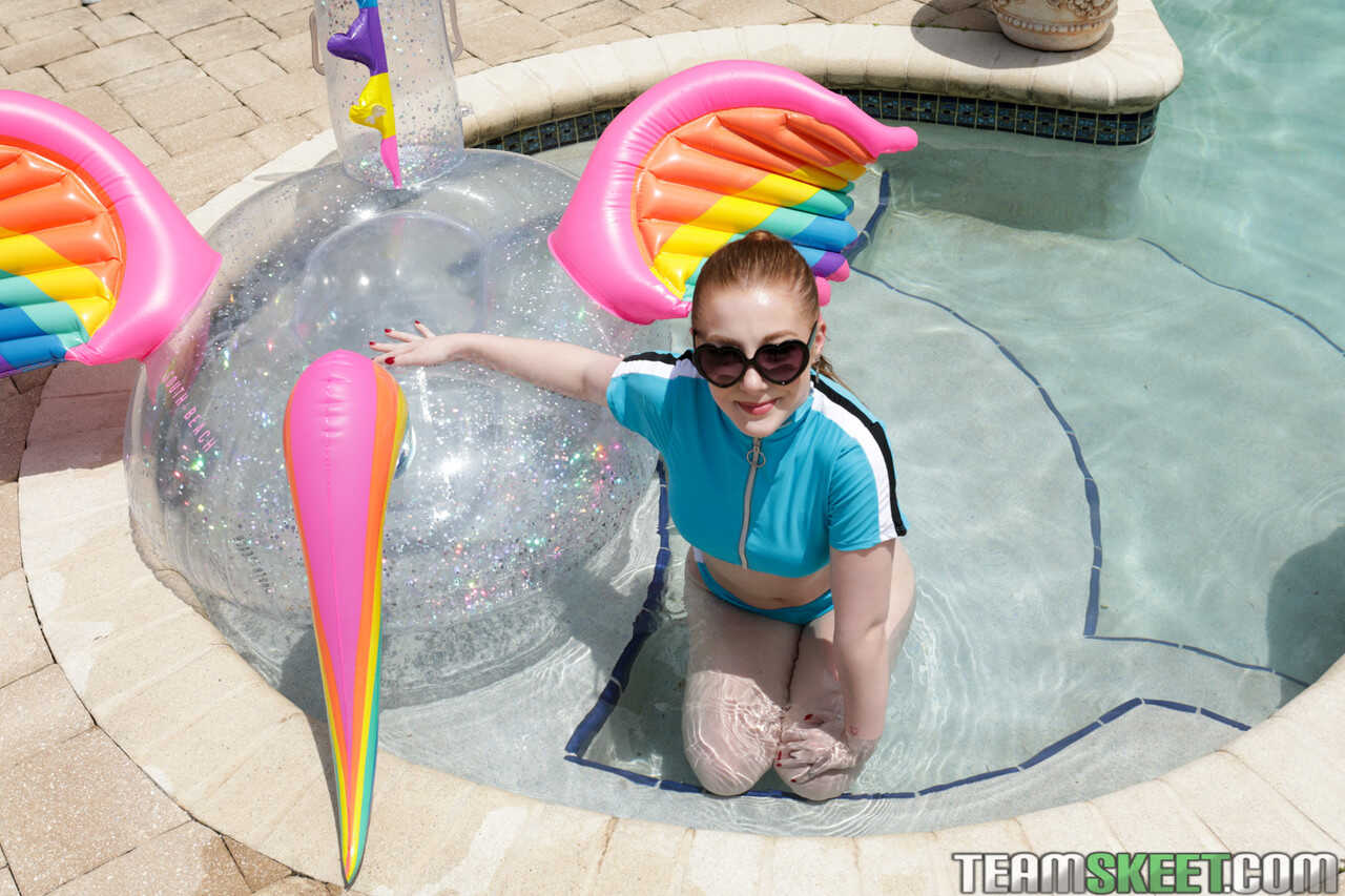 Slim ginger teen Amber Addis gets her twat stuffed by a bald dude poolside  becomes  Ginger Twat Stuffer at the Poolside ....