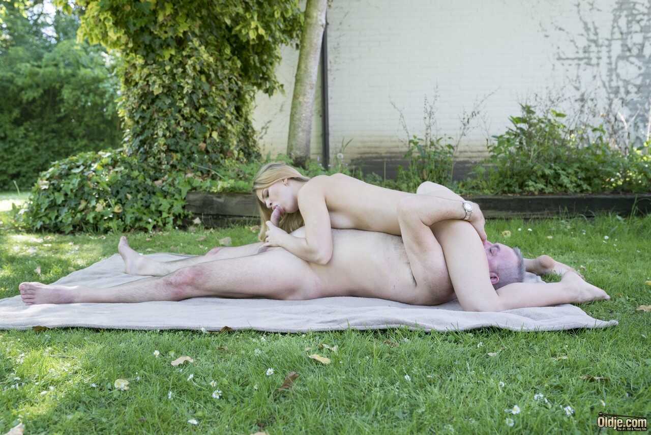 Blonde teen Bryn fucks an old man in the great outdoors with help from her Russian friend Jenny Manson! - Bryn, Jenny Manson