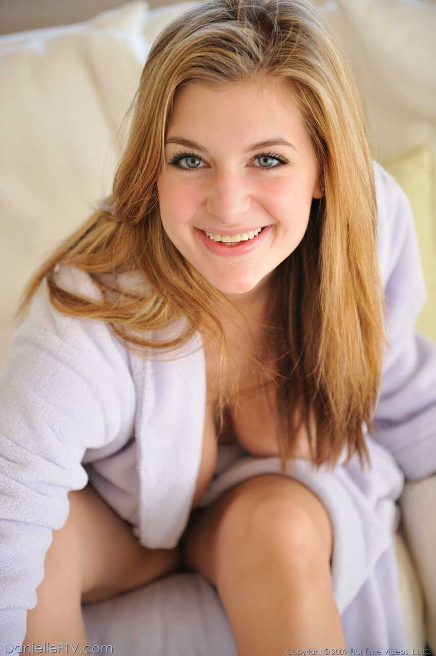 Green eyed beauty Danielle's pussy on display with nipple clamps & closeup spread legs - Danielle