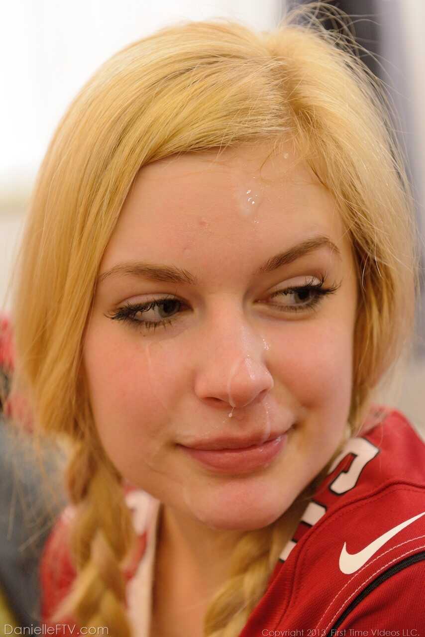 Danielle's Squirt Face: Amateur Cheerleader Gets Down and Dirty with Cum on Her Pretty Face - Danielle
