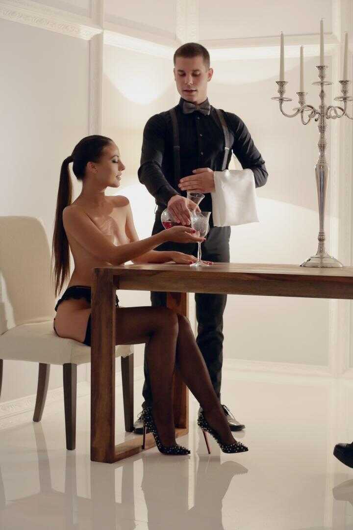 Skinny Lesbians Lorena Garcia and Sabrisse Aaliyah Get Their Pussies Licked While Dining at an Upscale Restaurant - Lorena...