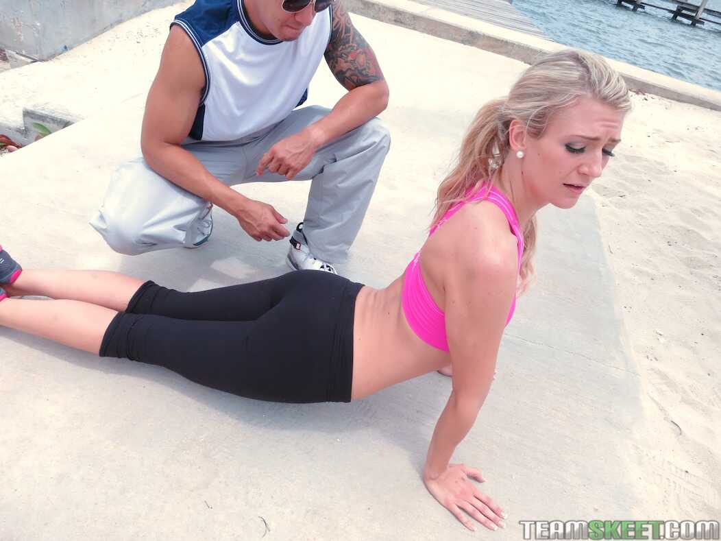 Toned Amanda Tate bends over for anal on a yoga mat with instructor Bruno Dickemz while he shoots his cum all over her fac...