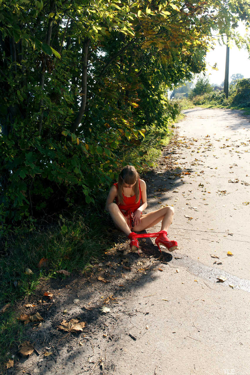 Taking a Pee Break: Natalie Russ Pees in Mesh Hoes with Her Teen Lesbian Buddy by the Lake - Natalie Russ