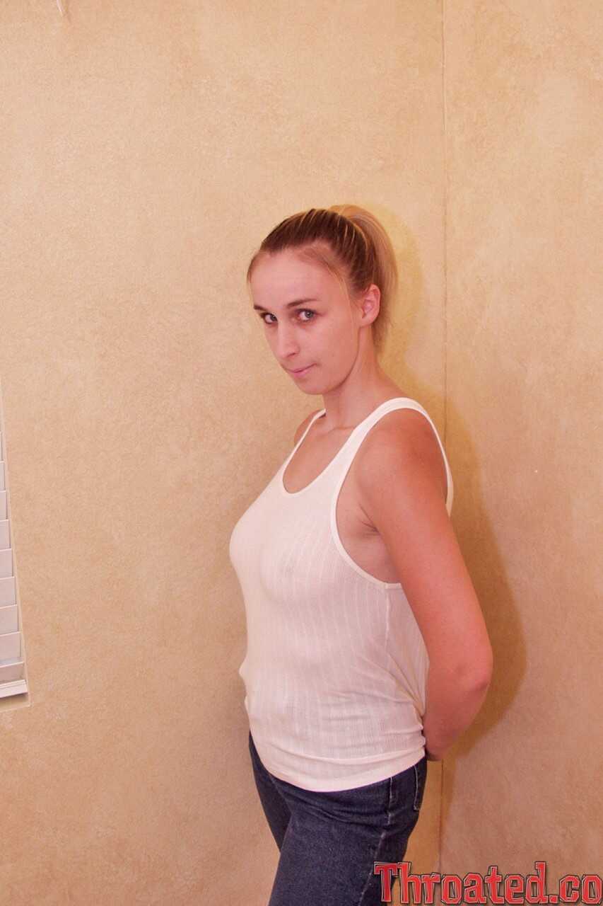Plain looking blonde slut Juliet Flowers' submissive facial worship for a big cock - Juliet Flowers
