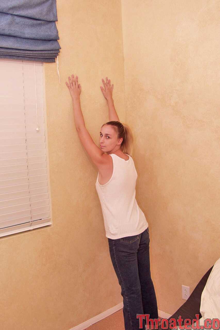 Plain looking blonde slut Juliet Flowers' submissive facial worship for a big cock - Juliet Flowers