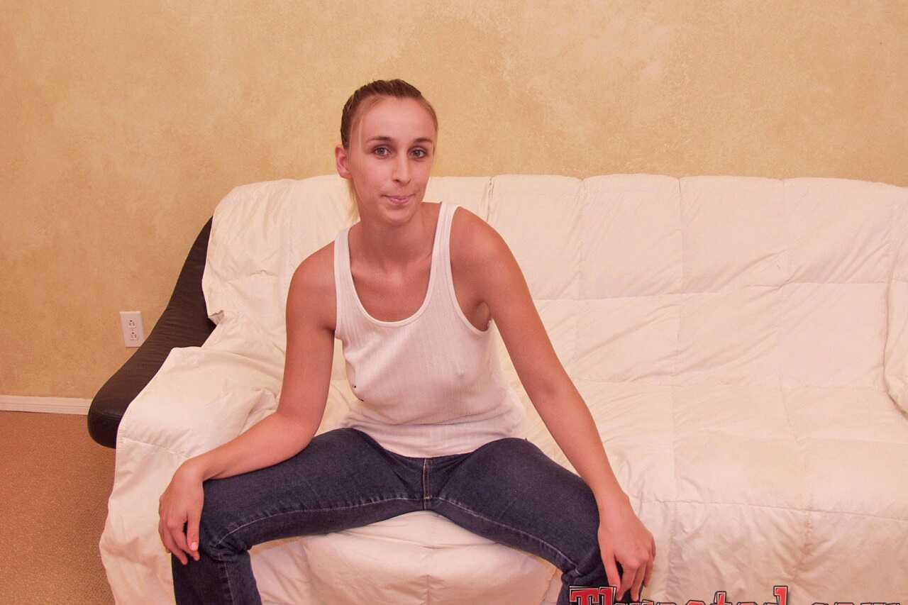 Plain looking blonde slut Juliet Flowers' submissive facial worship for a big cock - Juliet Flowers