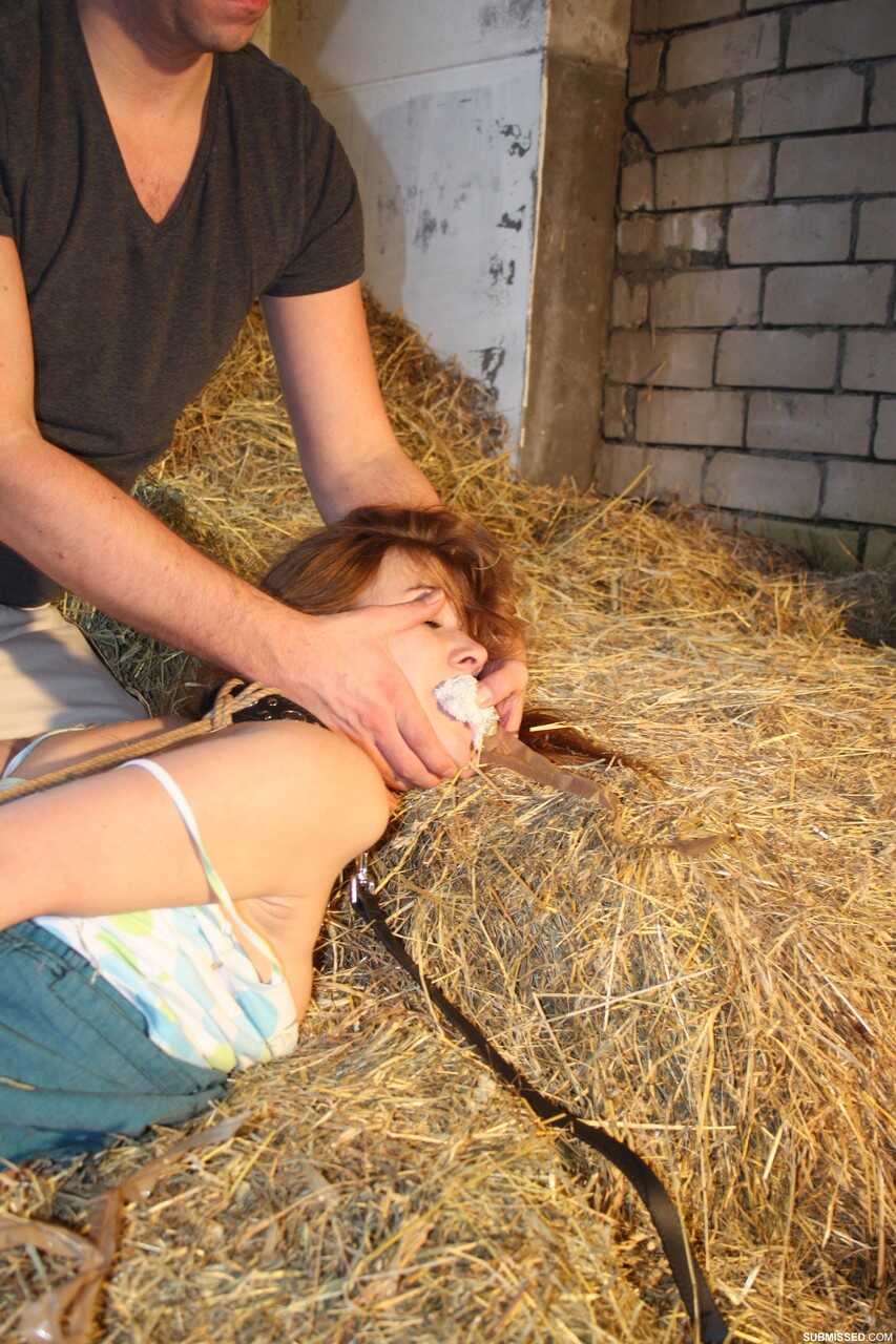 Anouk’s Pantiless Bondage Alexis Crystal in the Barn