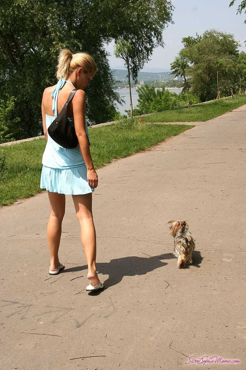 Blonde Bombshell MILF Brings Her Cute Doggie for a Walk with Sophie Moone - Sophie Moone