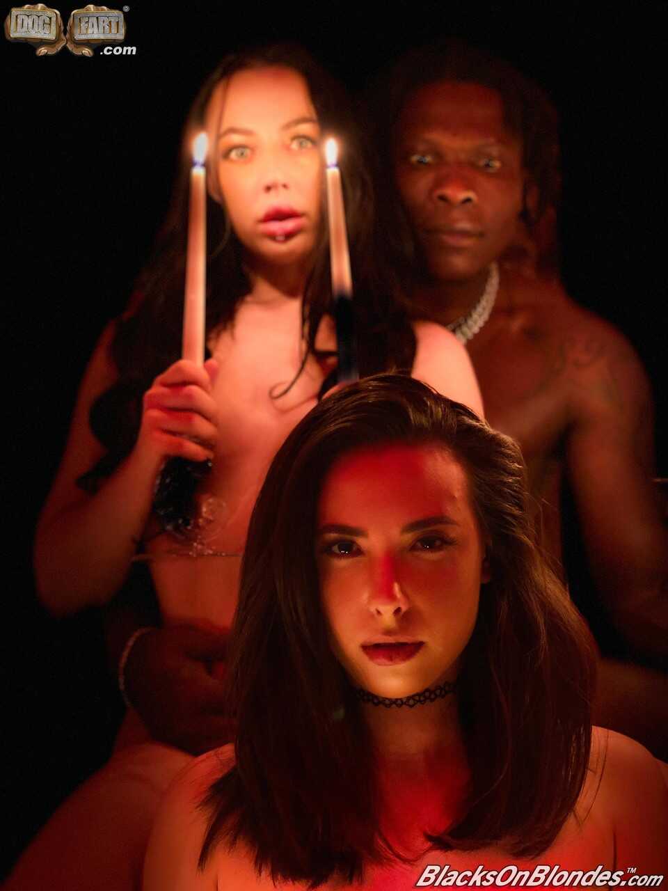 Naughty Schoolgirls Suck and Swallow a Jumbo Black Cock on Spooky Halloween Night - Casey Calvert, Louie Smalls, Whitney W...