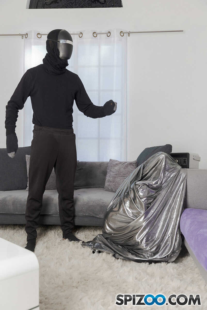 Petite babe Liv Revamped gets taken from behind by masked criminal while being surprised with a massive white cock in her ...