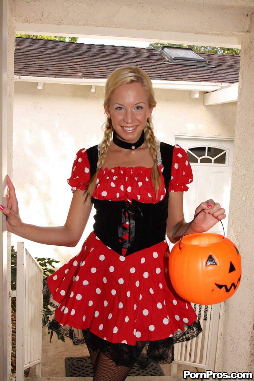 Blonde Eden Adams in Sexy Halloween Costume, Solo Action 