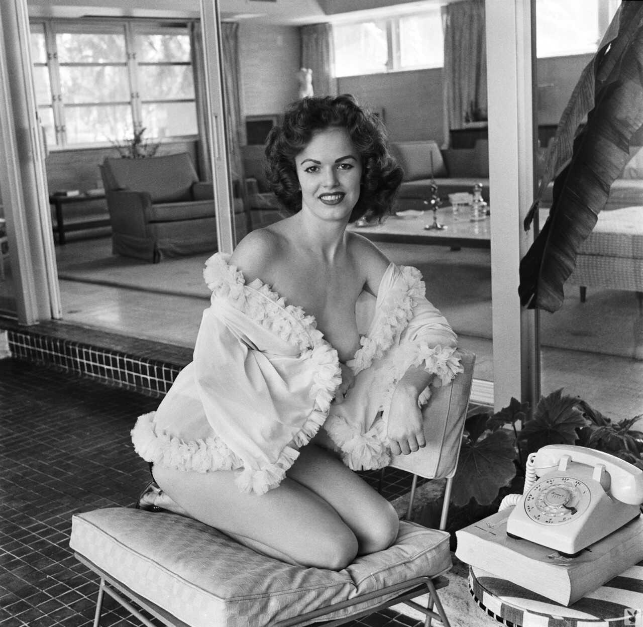 Black and White Playtime with Sexy Granny Myrna Weber: A Classic Playboy Photoshoot - Myrna Weber