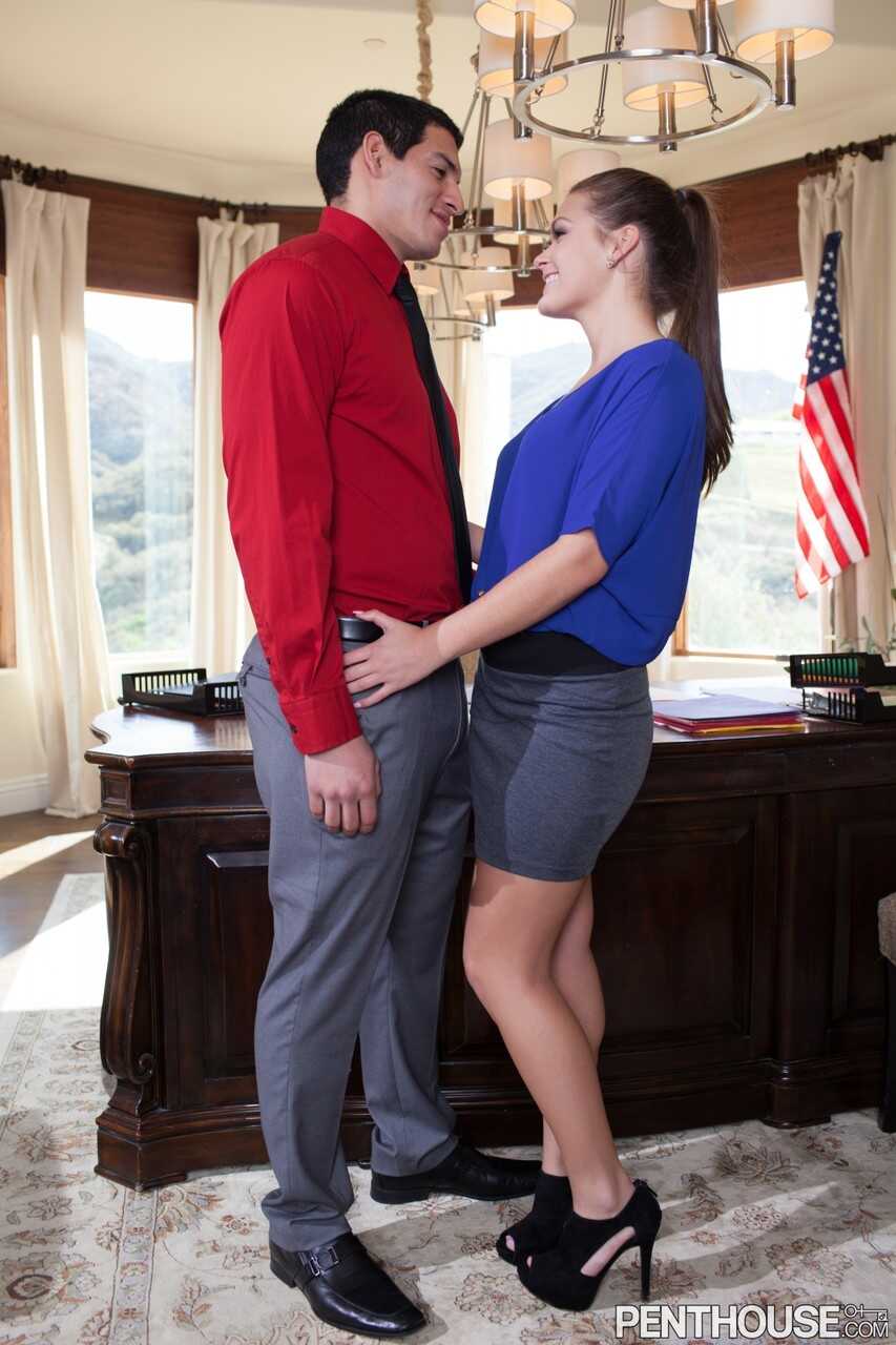 Office Nympho: Sassy Secretary Abby Cross Gets Banged On Boss's Desk And Jizzes All Over His Cock With Her Natural Ti...