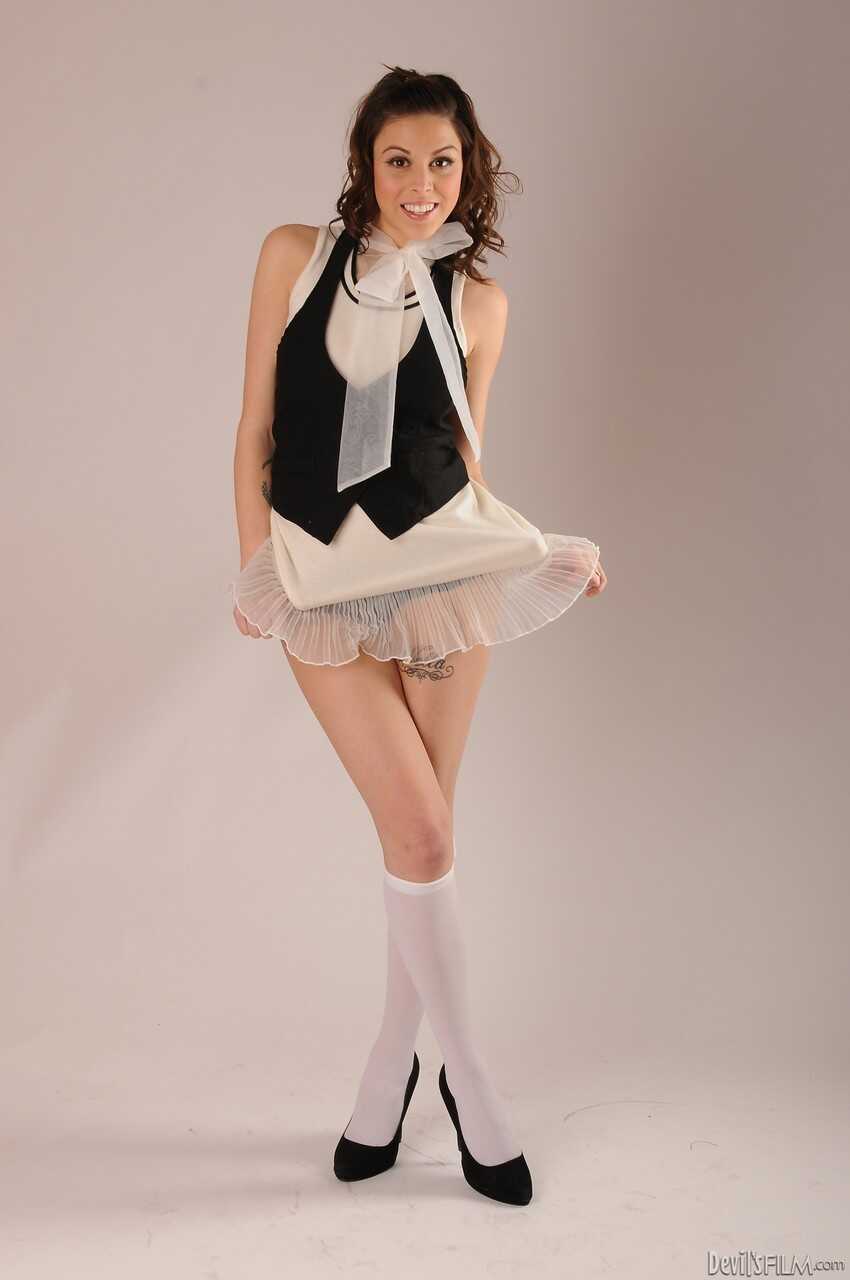 College girl Nella Jay takes off scanty clothing before riding a BBC in socks - John E Depth, Nella Jay