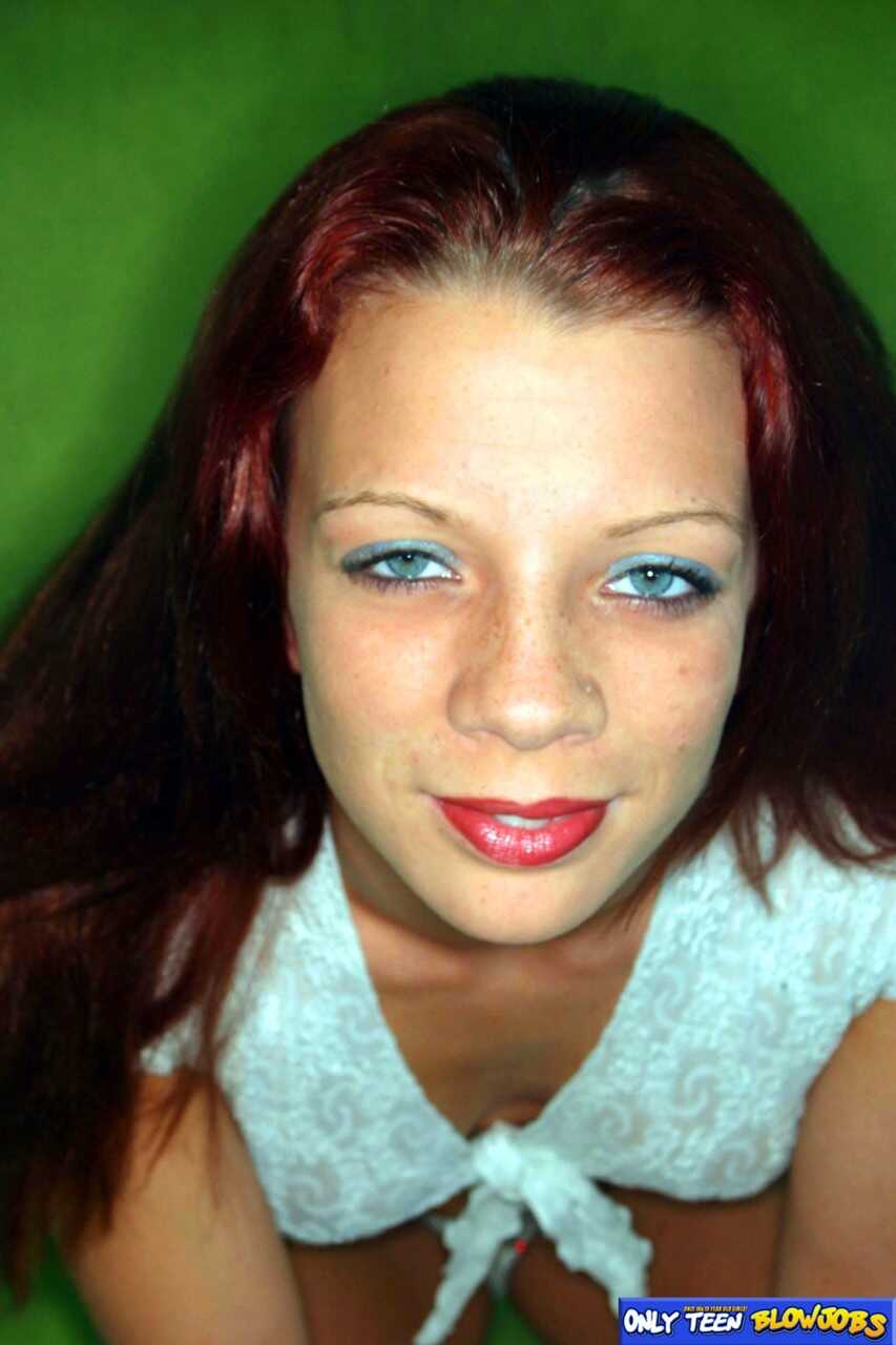 Redhead Brandie May gets her face covered in semen after giving a blowjob - Brandie May