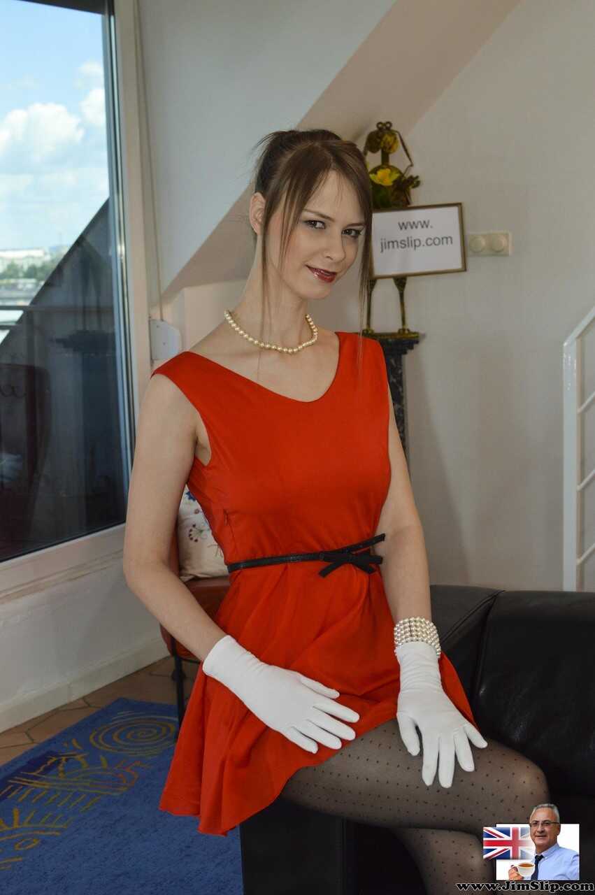 Elegance Meets Naughtiness: Lady Coco Tearing Apart Her White Gloves to Unveil Her Shaved Pussy - Beata Undine