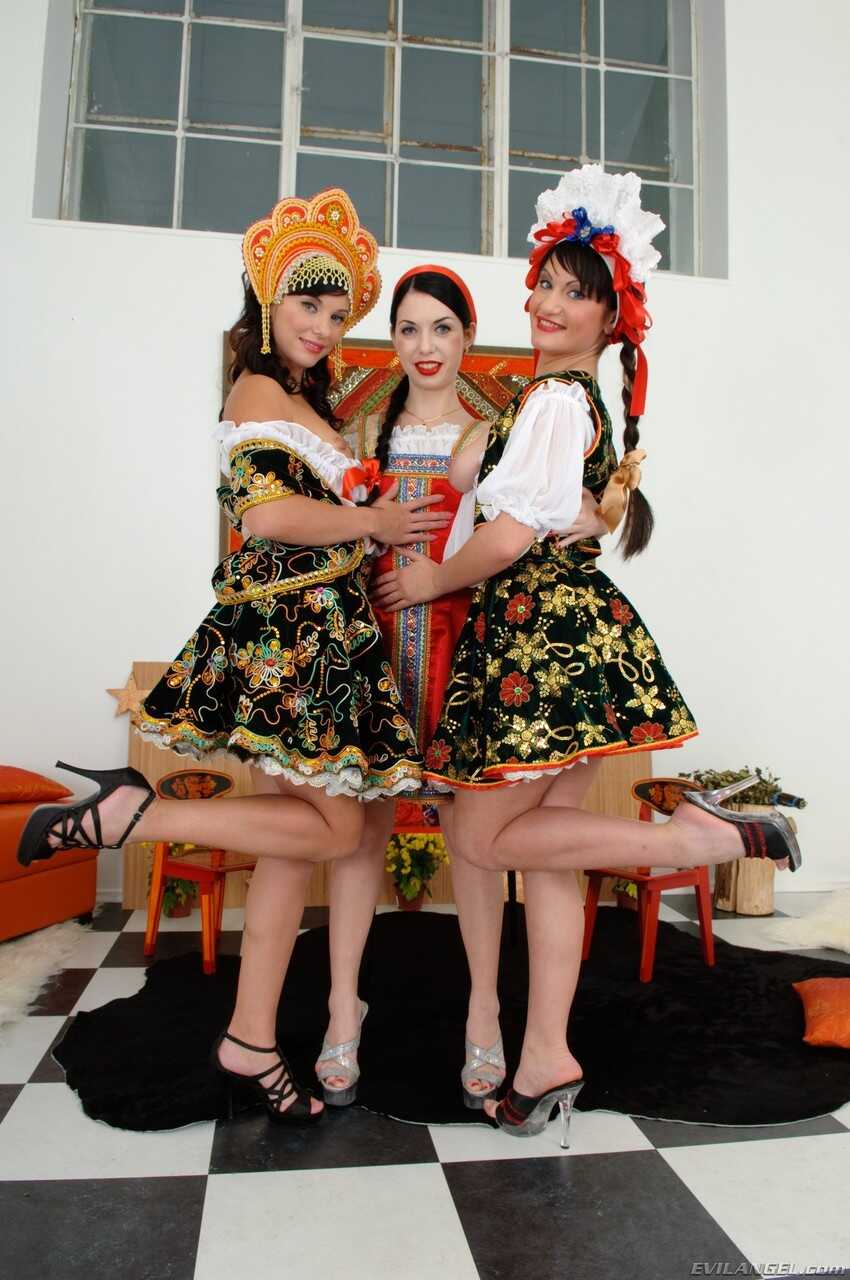 Russian Beauties Take Off Their Traditional Garb to Flash Their Shapely Asses for the Camera! - Alysa, Anita Hengher, Isab...