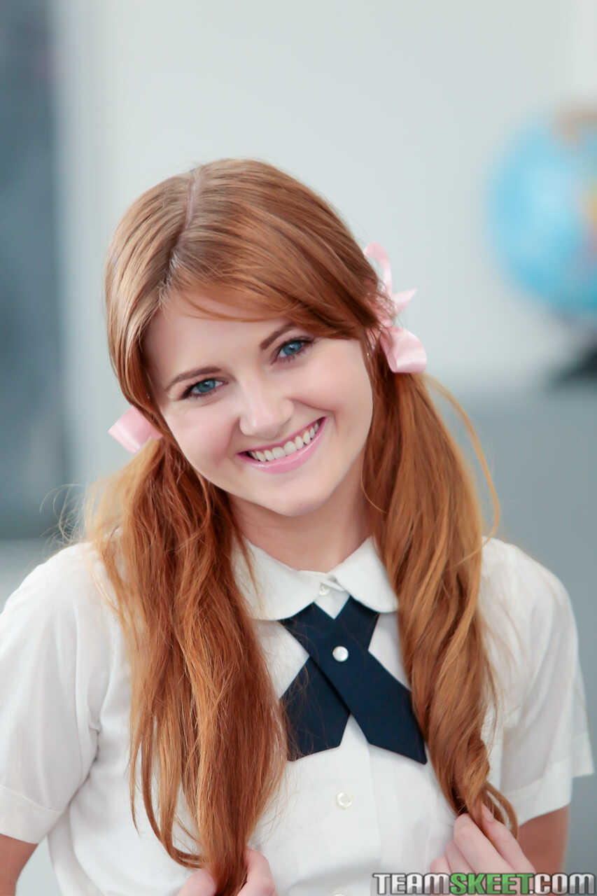 Miley Cole, Naughty Schoolgirl Redhead Seducing Her Professor on His Desk - Eric John, Miley Cole