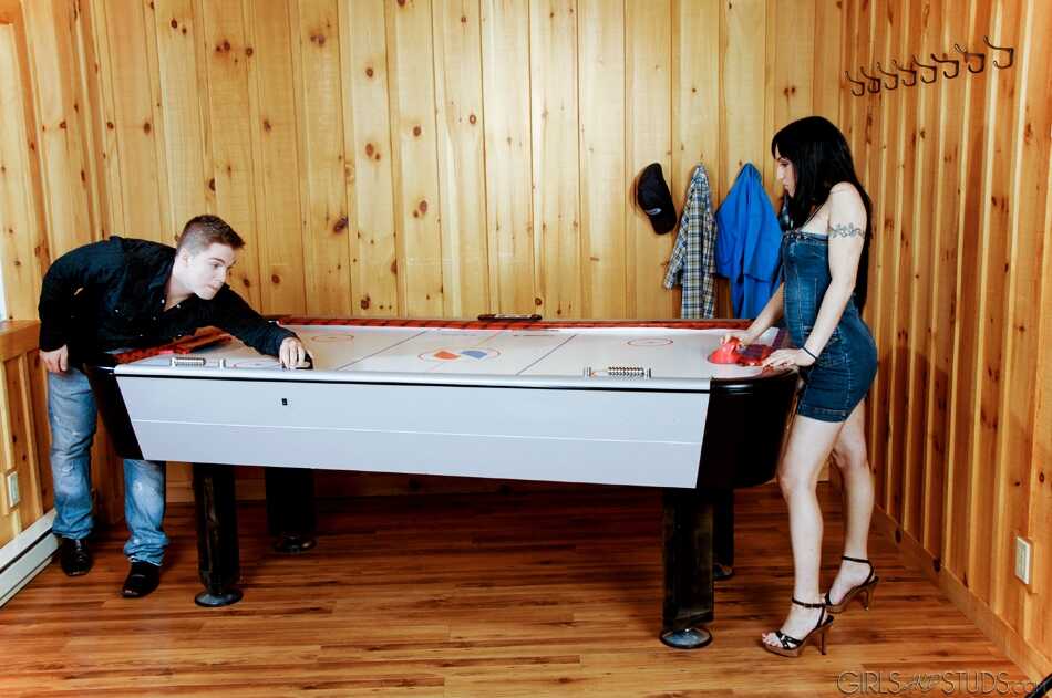 Sexy Cherry Petite gets naked for hot pool table action with a stud