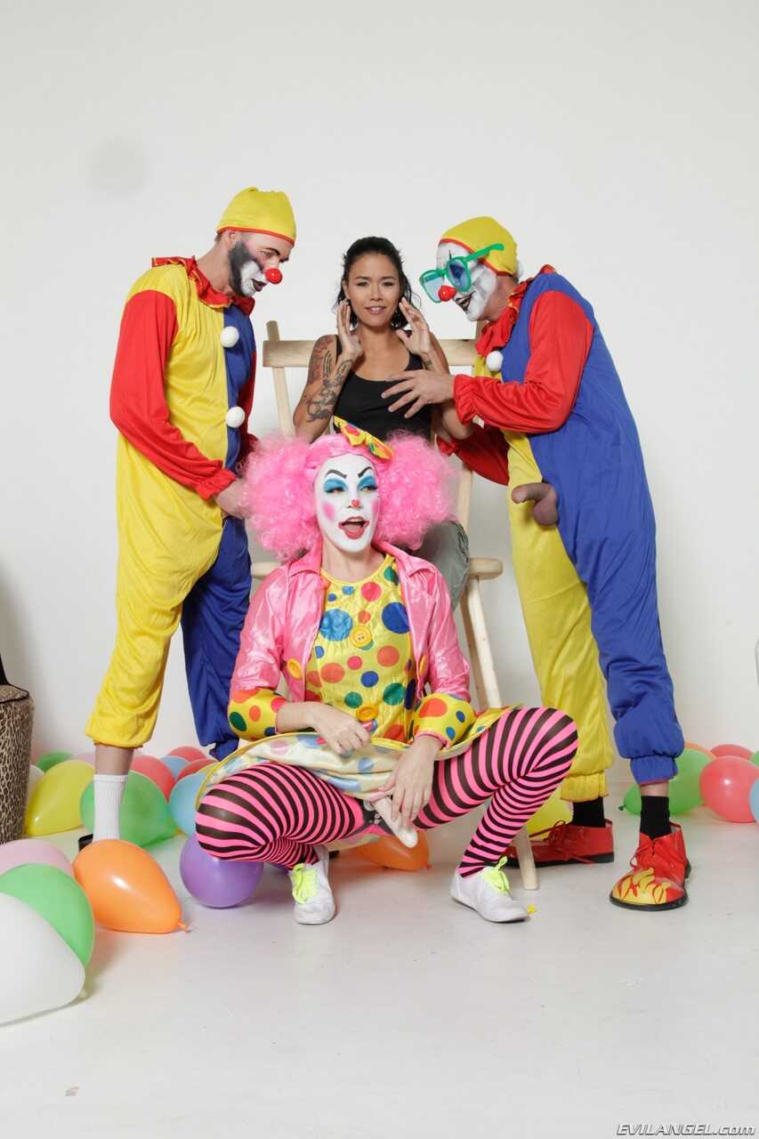 Asian MILF Dana Vespoli Gets Gangbanged by Pervert Clowns While Busty Pornstar Dana DeArmond Fondles Her Big Tits - Dana D...