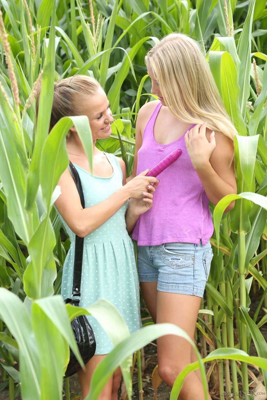 Bella Baby rides Cayla Lyons' corn-filled cock while sucking on a tiny toy - Bella Baby, Cayla Lyons