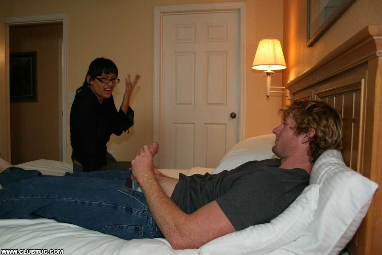 Brunette Nerd Angie Noire Gives a Stud an Excellent Blowjob while Wearing Her Sexy Glasses - Adam Sharps, Angie Noir