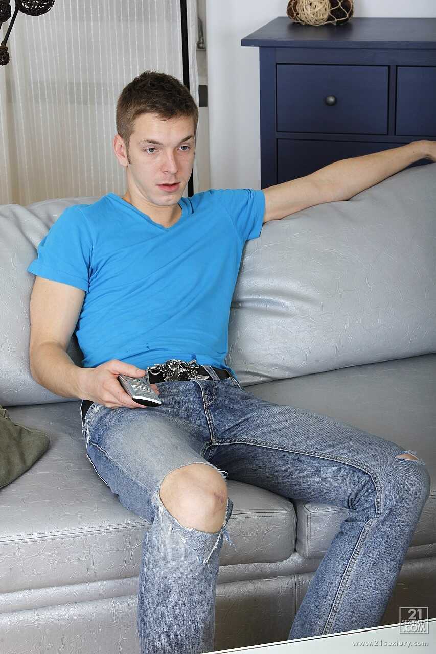 Pretty teen Tanata getting a deep anal pounding in stockings on the sofa while being filmed by her tall stud in a doggy st...