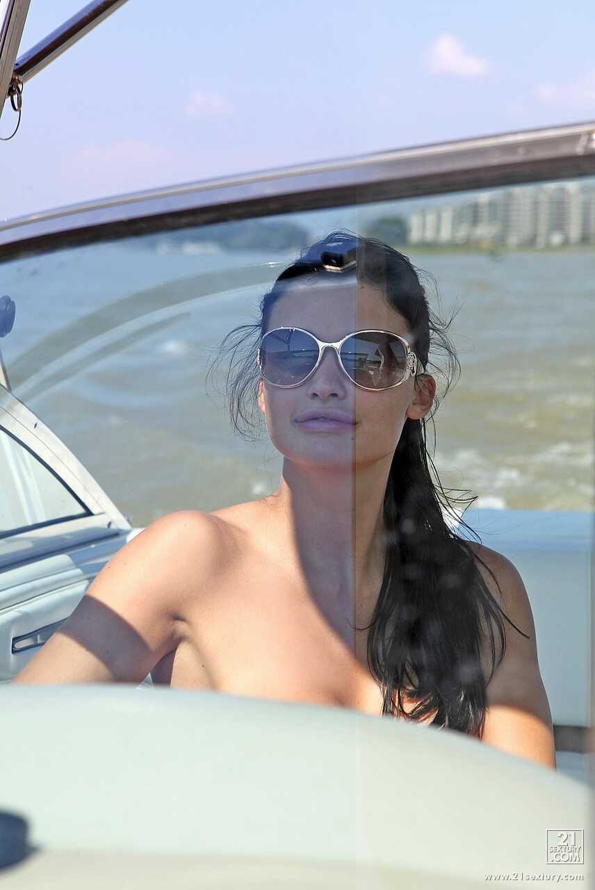Big boobed Hungarian gold digger Aletta Ocean takes a golden shower while peeing in her bikini on the boat! - Aletta Ocean