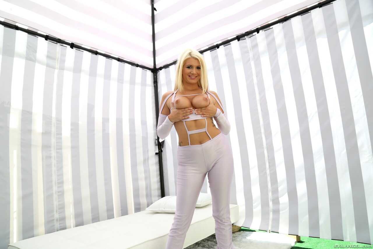Layla Price's phat ass bent over in her strappy lingerie revealing her natural tits and round ass. - Layla Price