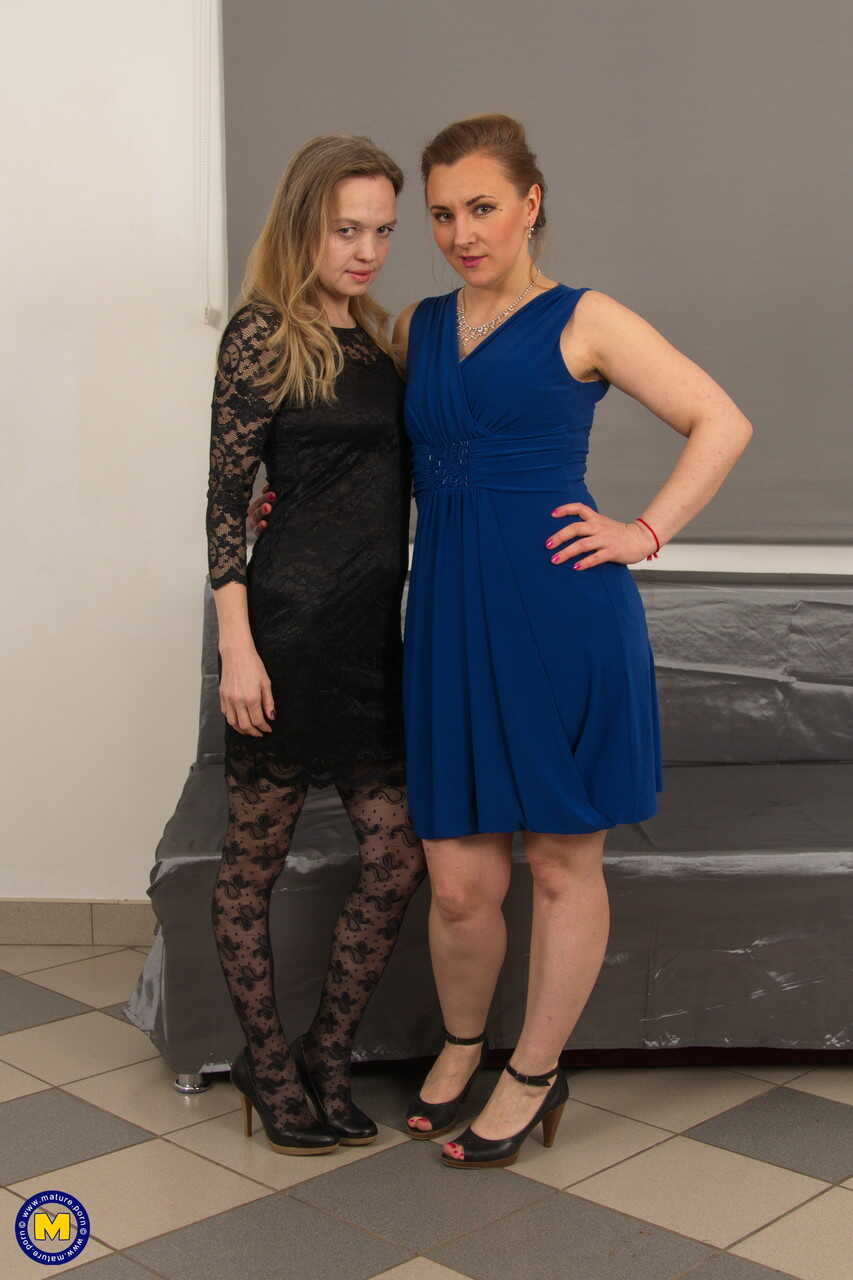 Lorushka and Nelly's Kinky Mature Hairy Twats Share a Dong - Lorushka, Nelly