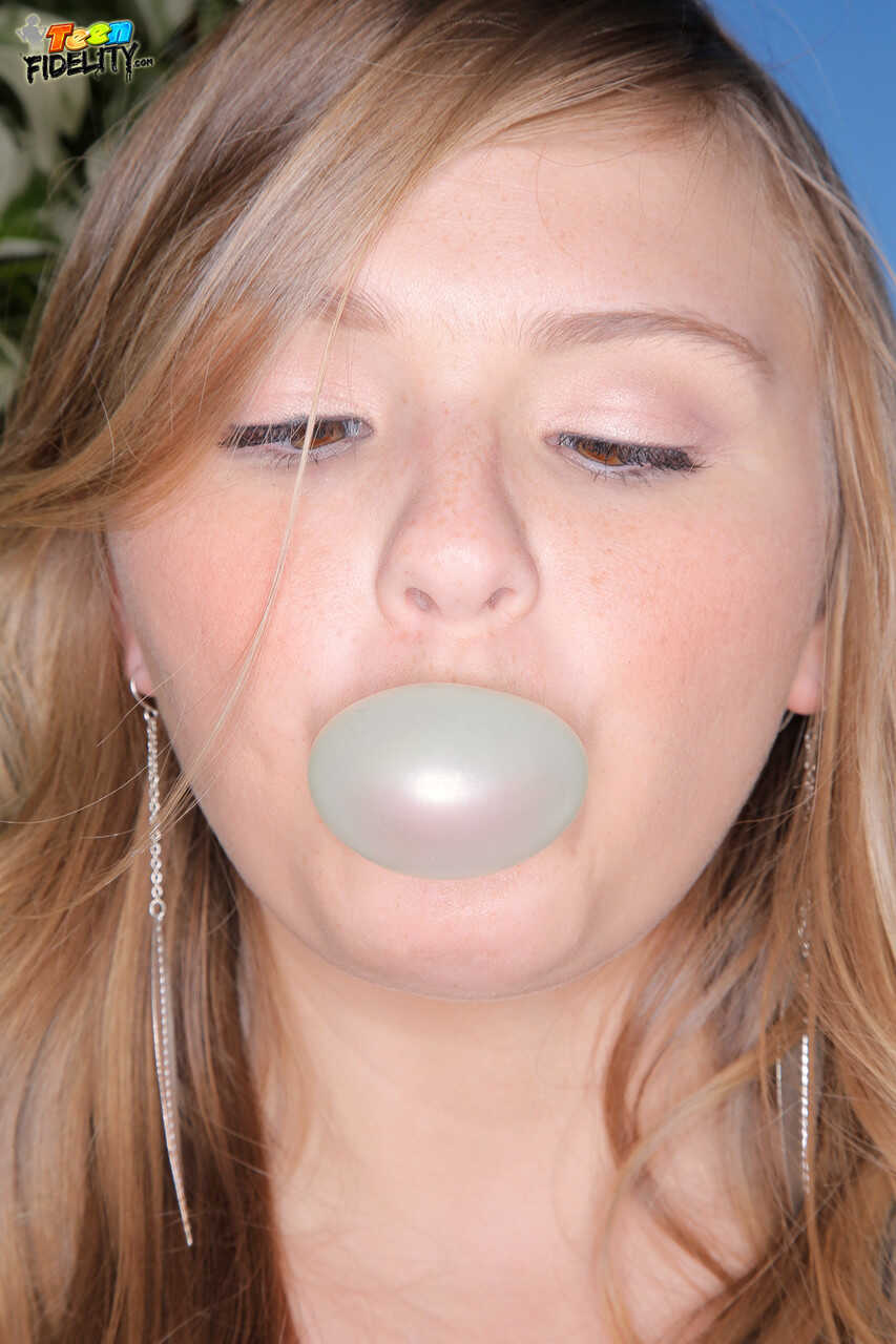 Bubble blowing teen Melissa May trades chewing gum with big cock in POV BJ - Melissa May, Ryan Madison