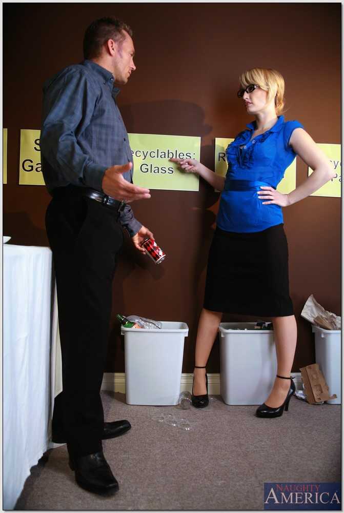 The Daring Blonde Secretary in Glasses and High Heels Takes a Strong Cock at the Office - Amy Amoure, Marcus London