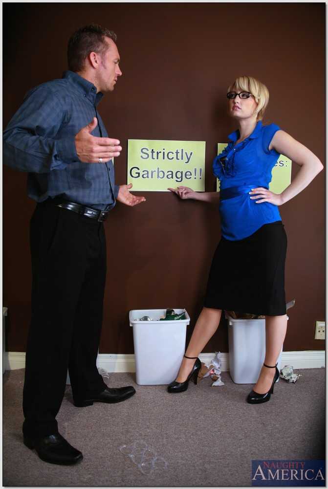The Daring Blonde Secretary in Glasses and High Heels Takes a Strong Cock at the Office - Amy Amoure, Marcus London