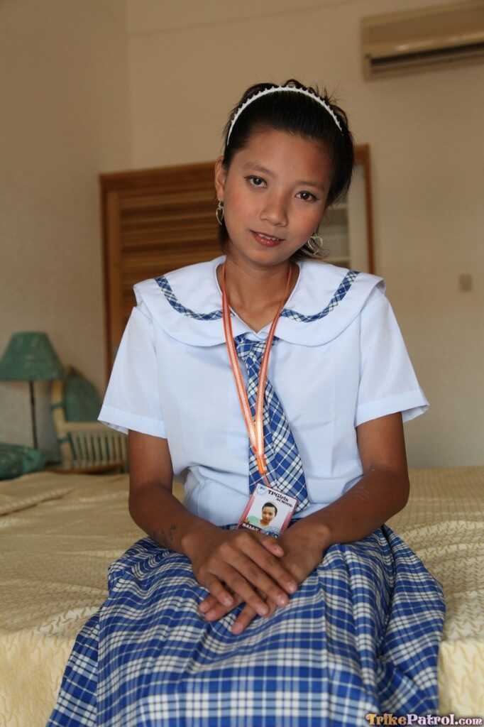 Petite Filipina schoolgirl Sally in uniform upskirts with her sexy Asian panties! - Sally