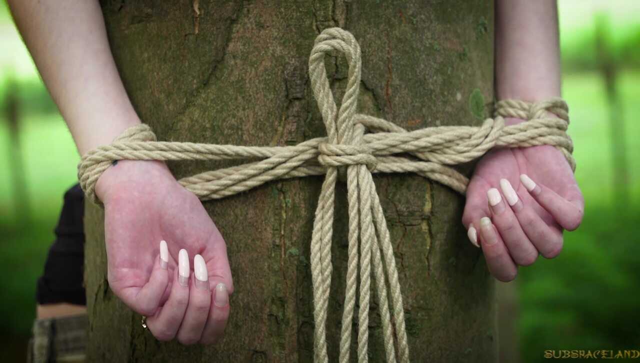 Submissive Noa Livia's Forced Woodland Face Fucking Tied Up for Punishment - Noa Livia