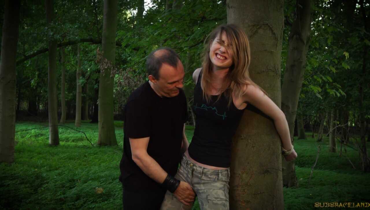 Submissive Noa Livia's Forced Woodland Face Fucking Tied Up for Punishment - Noa Livia