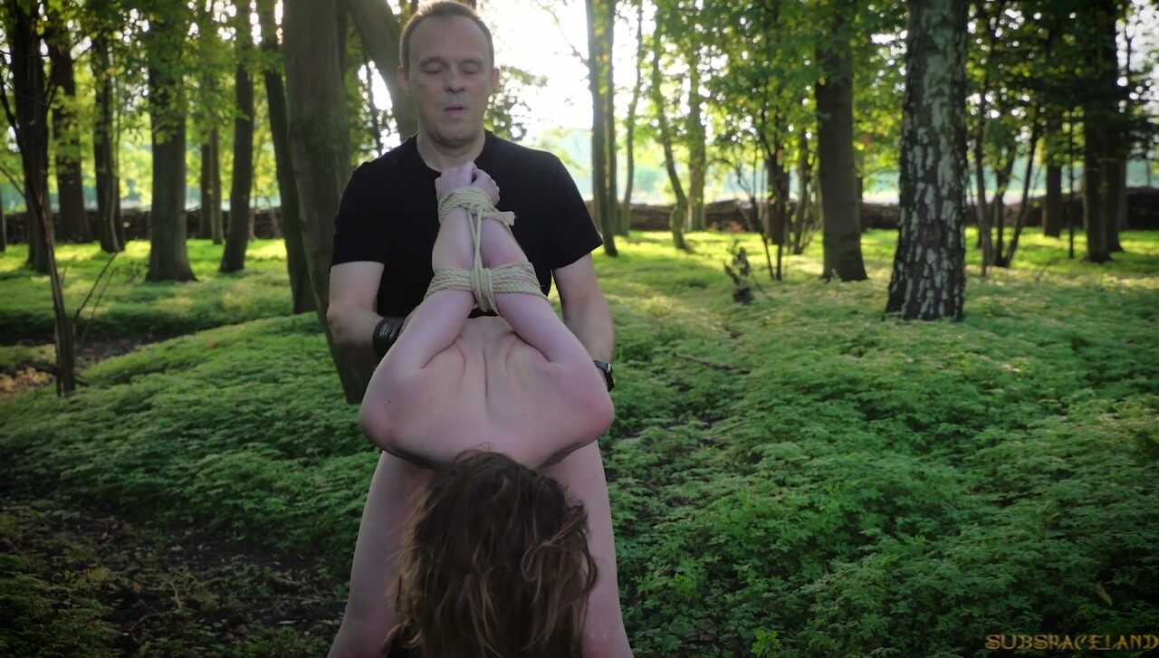 Submissive Noa Livia's Forced Woodland Face Fucking Tied Up for Punishment - Noa Livia