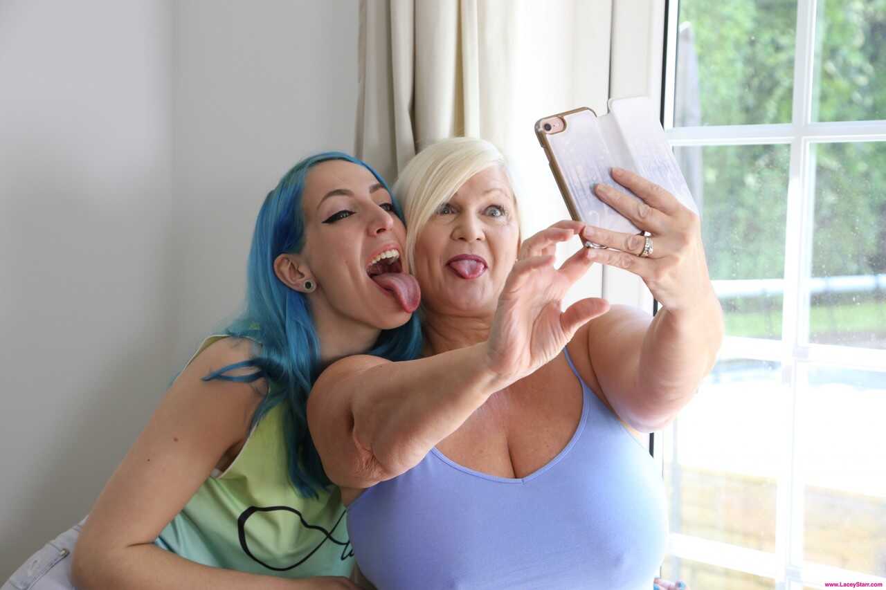 Lesbian Lacey Star & teen Liz Rainbow's mature scissor pussy fun with British old pussy grannies - Lacey Starr, L...
