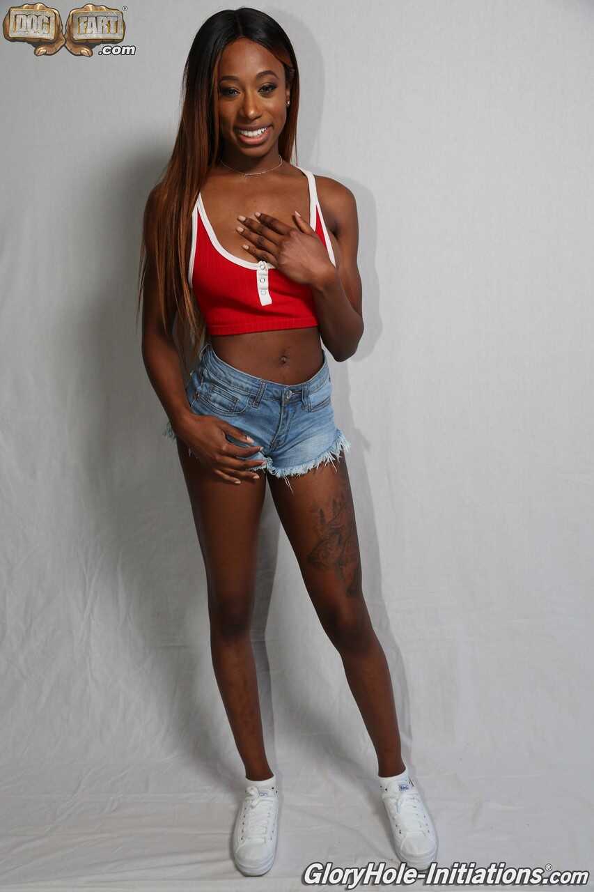Gorgeous ebony Kinsley Karter takes a gloryhole knob and shows her tits in the hottest cumshot ever! - Kinsley Karter