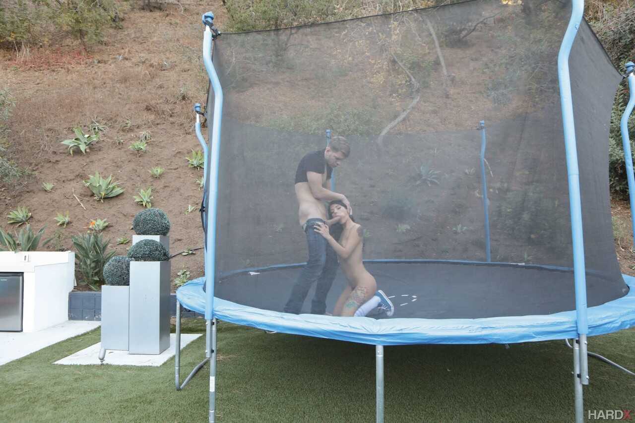 Brazilian teenage nympho Gina Valentina gets fucked in the ass on a trampoline by her hot Latin lover. - Gina Valentina, M...