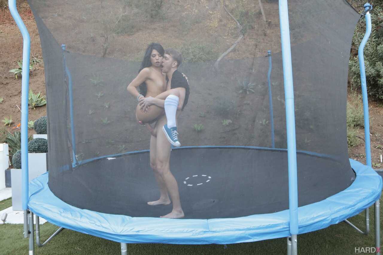 Brazilian teenage nympho Gina Valentina gets fucked in the ass on a trampoline by her hot Latin lover. - Gina Valentina, M...