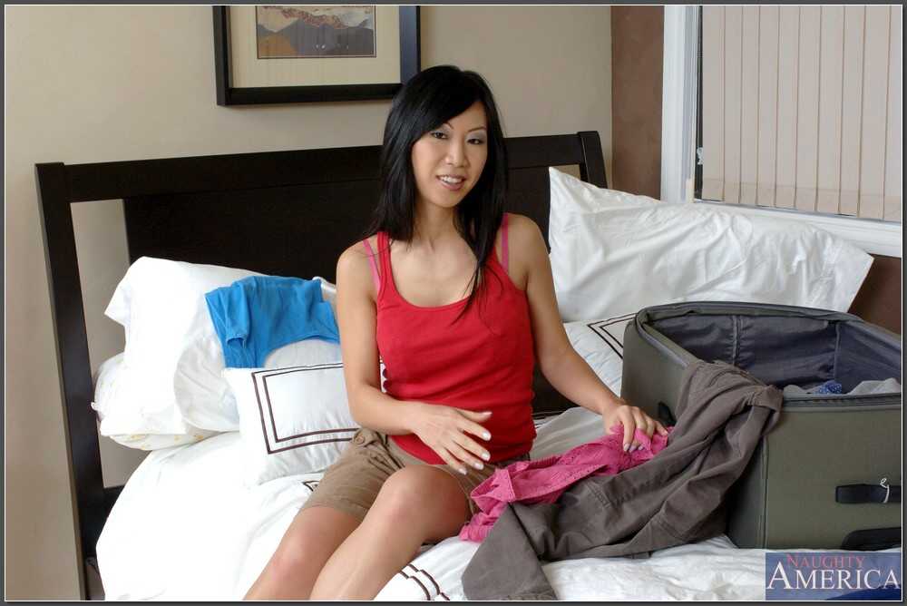 Smiley Asian hottie Tia Ling with fake tits enjoys hot bedroom banging action with petite mature Alex Sanders - Alex Sande...