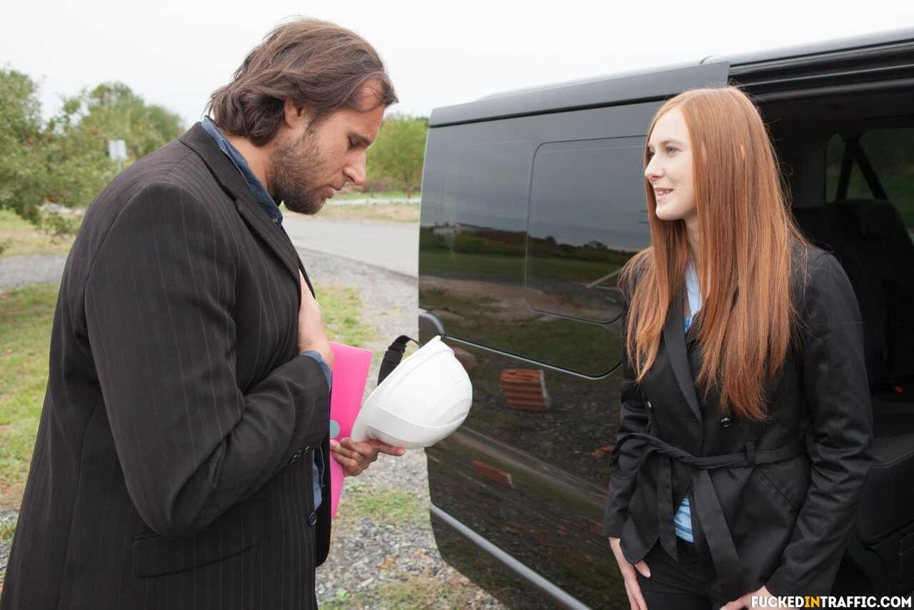 Sexy Redhead Linda Sweet Sheds Her Clothes and Bangs Her Limousine Driver in the Back Seat - Linda Sweet
