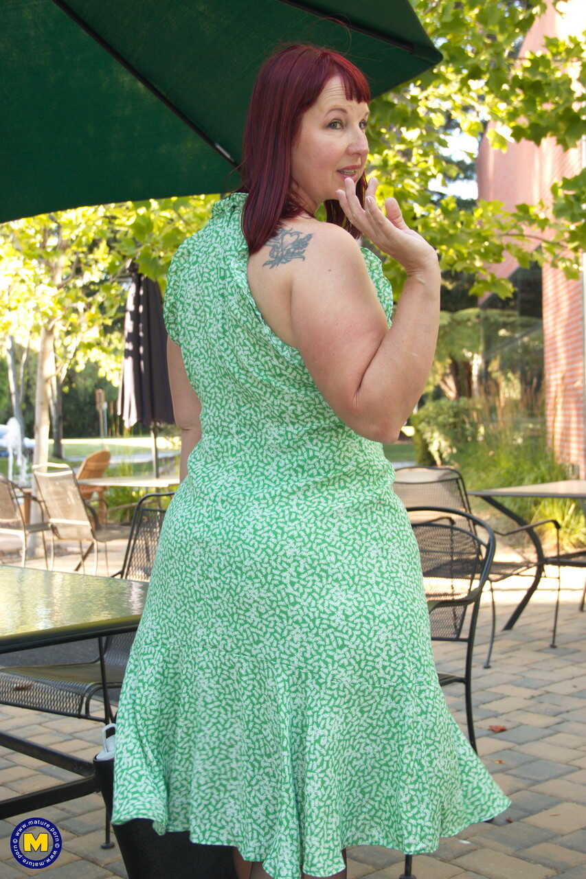 Chubby mature lady Scarlett lifts her dress up and shows her fat ass outdoors Mature Upskirt, BBW Stockings, Fat Mature, B...