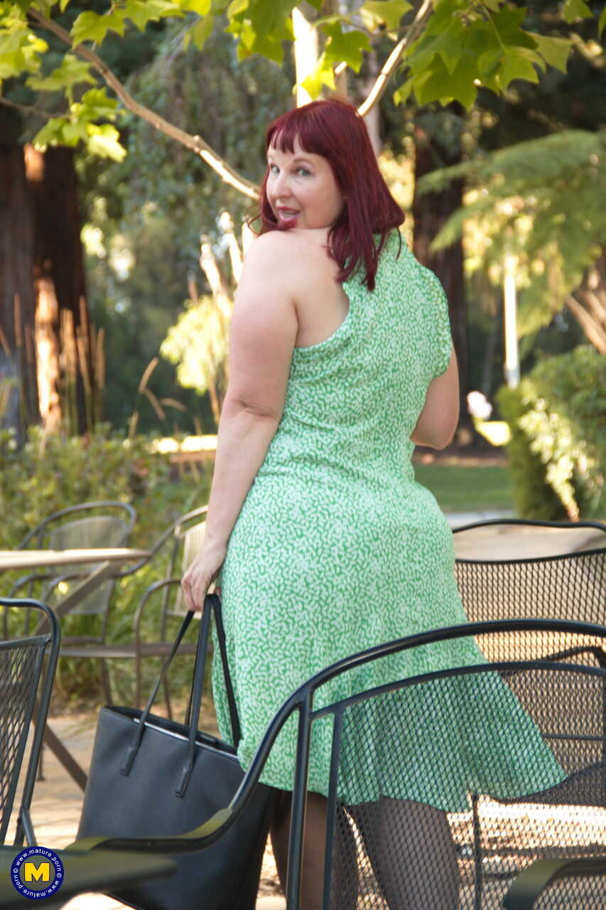 Chubby mature lady Scarlett lifts her dress up and shows her fat ass outdoors Mature Upskirt, BBW Stockings, Fat Mature, B...