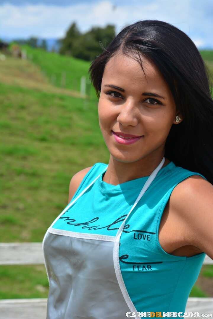 The Dairy Maid's Delight: Black-haired Latina Farm Girl Alex Moreno Teases with Her Hot Ass While Serving Lunch, Amat...