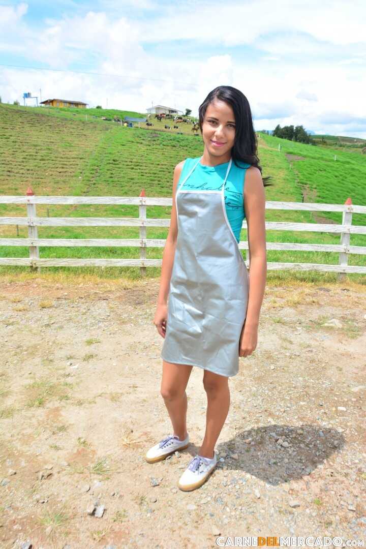 The Dairy Maid's Delight: Black-haired Latina Farm Girl Alex Moreno Teases with Her Hot Ass While Serving Lunch, Amat...