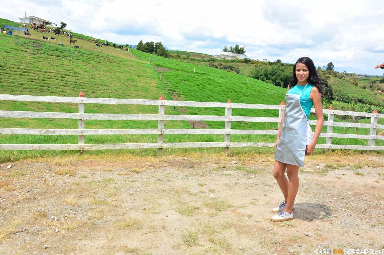 The Dairy Maid's Delight: Black-haired Latina Farm Girl Alex Moreno Teases with Her Hot Ass While Serving Lunch, Amat...