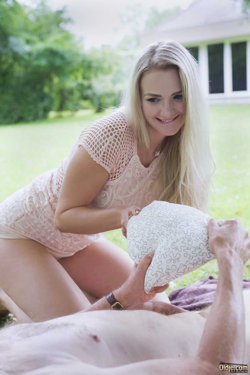 Blonde teen with a big bottom, Katy Sky's outdoor fuck with the old guy, Patrik - Katy Sky, Patrik